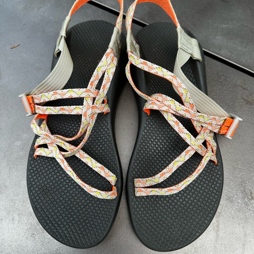 Chaco Black and Orange Sandals with Adjustable Z-Straps